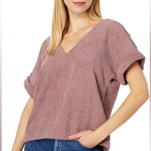 Madewell Collette Drapey Cord V-neck Top